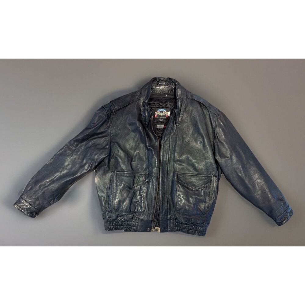 Vintage Cooper Leather Bomber Jacket Mens size Large Black Pilot